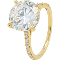 14K Yellow Gold Split-Shank Bridal Set with 5.00 Carat Round Lab Grown Diamond and Pavé Accents - 5.61 Carat Total Diamond Weight