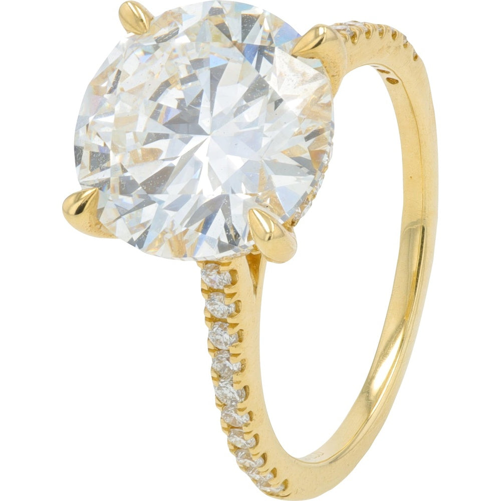14K Yellow Gold Split-Shank Bridal Set with 5.00 Carat Round Lab Grown Diamond and Pavé Accents - 5.61 Carat Total Diamond Weight