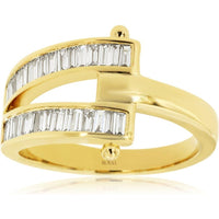 14K Yellow Gold Split-Shank Contemporary Ring with Channel-Set Baguette Diamonds - 0.48 Carat Total Diamond Weight - Royal Jewelry