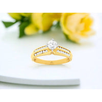 14K Yellow Gold Split Shank Engagement Ring with Marquise Center Diamond and Channel Set Round Accent Diamonds - 0.79 Carat Total Diamond Weight - Royal Jewelry