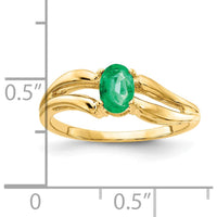 14K Yellow Gold Split Shank Ring with 0.42 Carat Oval Natural Emerald by Monteluci Fine Jewelry