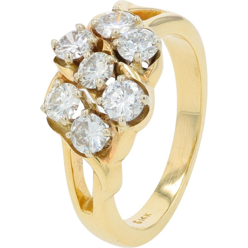 14K Yellow Gold Split Shank Ring with 1.00 Carat Prong - Set Round Diamonds