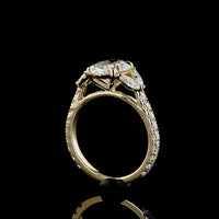 14K Yellow Gold Split Shank Ring with 2.53 Carat Oval Cut Lab Diamond and Marquise Accents - 3.59 Carat Total Diamond Weight - Covaloro Fine Jewelry