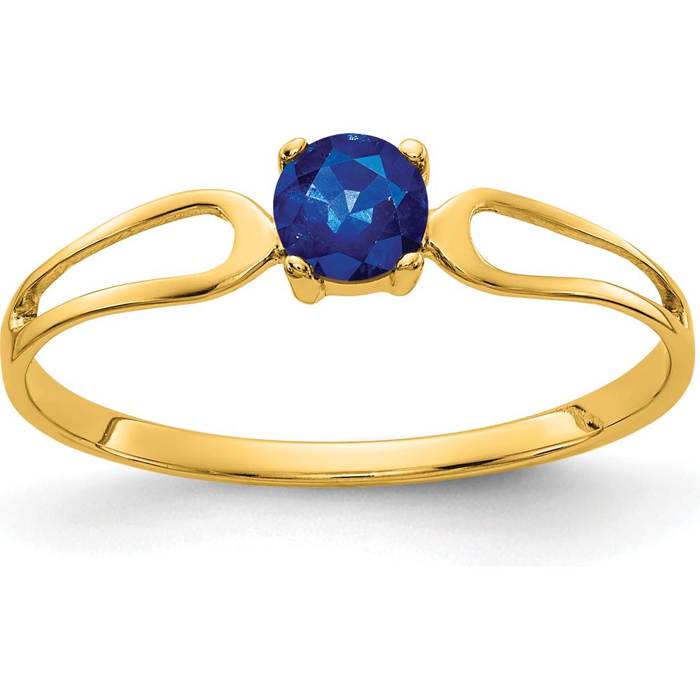 14K Yellow Gold Split Shank Ring with 4mm Round Blue Sapphire - 0.35 Carat Natural Gemstone by Monteluci Fine Jewelry