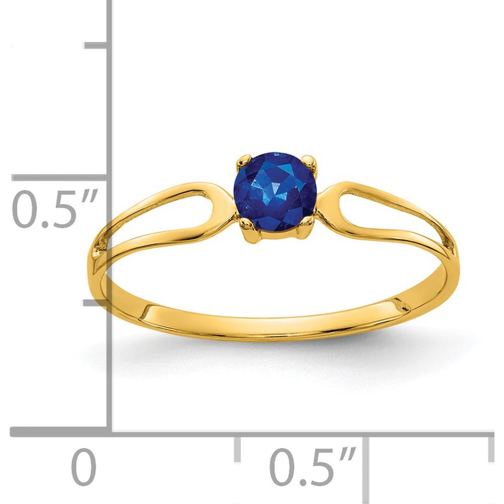 14K Yellow Gold Split Shank Ring with 4mm Round Blue Sapphire - 0.35 Carat Natural Gemstone by Monteluci Fine Jewelry