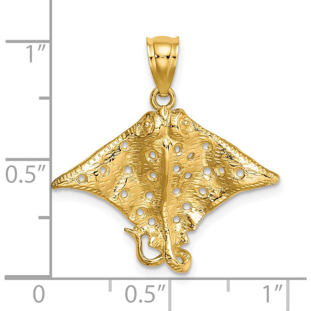 14K Yellow Gold Spotted Eagle Ray Charm with Polished Finish by Oro Pregiato