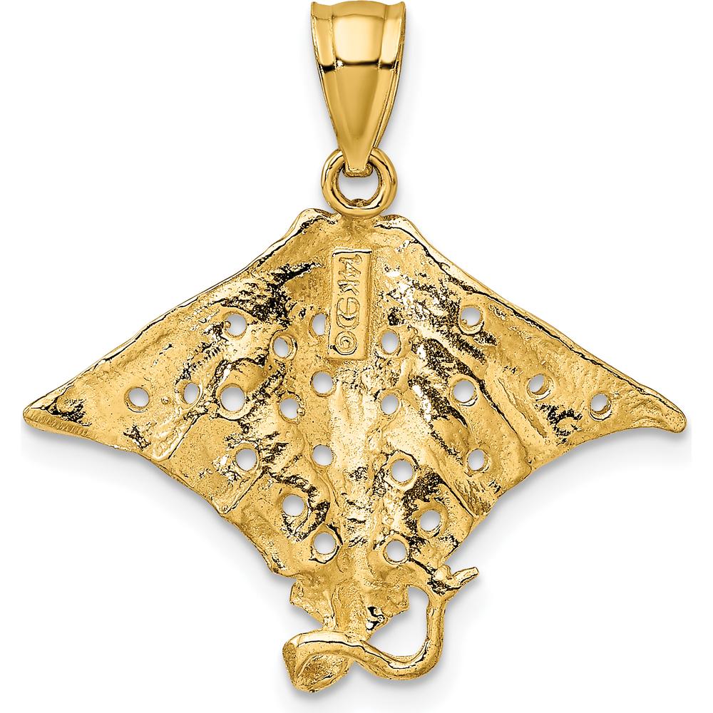 14K Yellow Gold Spotted Eagle Ray Charm with Polished Finish by Oro Pregiato