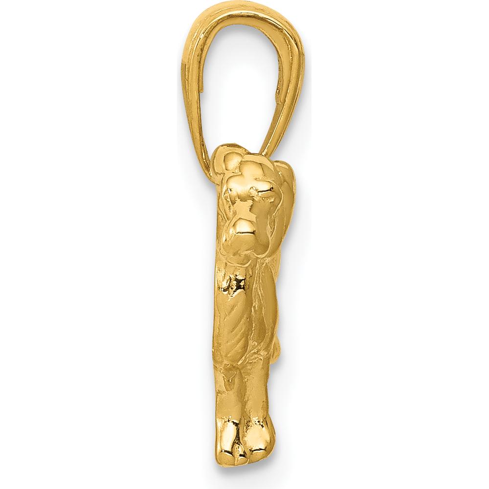 14K Yellow Gold Springer Spaniel Dog Pendant - Polished Textured Charm by Oro Pregiato