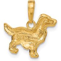 14K Yellow Gold Springer Spaniel Dog Pendant - Polished Textured Charm by Oro Pregiato