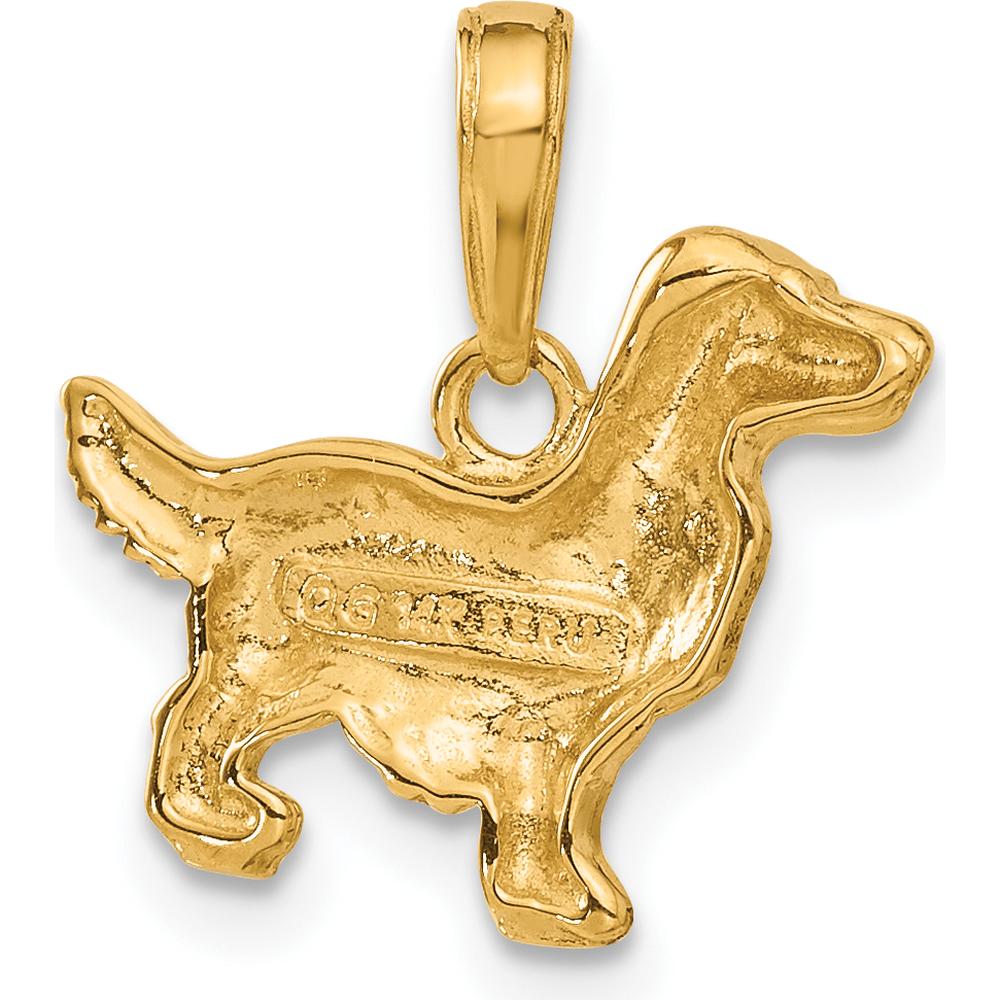 14K Yellow Gold Springer Spaniel Dog Pendant - Polished Textured Charm by Oro Pregiato