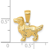 14K Yellow Gold Springer Spaniel Dog Pendant - Polished Textured Charm by Oro Pregiato