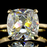 14K Yellow Gold Square Antique Cushion Cut Solitaire Ring with 5.03 Carat E-F VVS2 Lab Diamond - IGI Certified - Covaloro Fine Jewelry