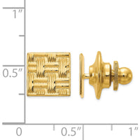 14K Yellow Gold Square Basketweave Textured Tie Tac for Men by 0