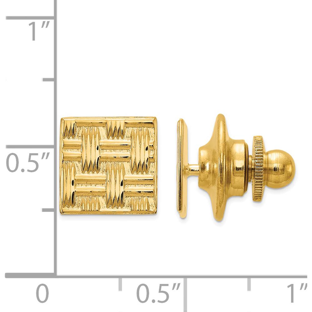 14K Yellow Gold Square Basketweave Textured Tie Tac for Men by 0