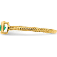 14K Yellow Gold Square Bezel Emerald Ring with 0.265 Carat Natural Emerald - Princess Cut by 0