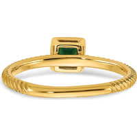 14K Yellow Gold Square Bezel Emerald Ring with 0.265 Carat Natural Emerald - Princess Cut by 0