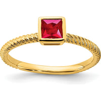 14K Yellow Gold Square Bezel Ruby Ring with 0.265 Carat Natural Ruby by 0
