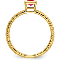 14K Yellow Gold Square Bezel Ruby Ring with 0.265 Carat Natural Ruby by 0