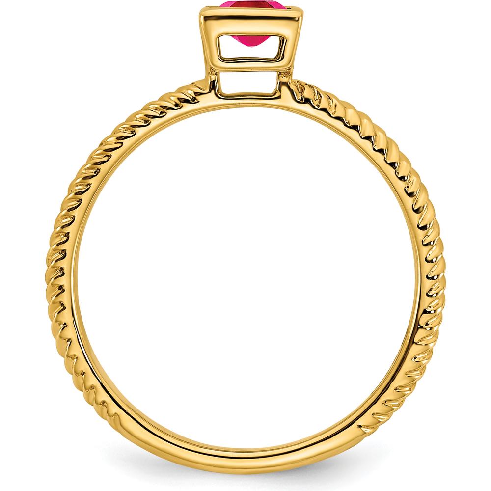 14K Yellow Gold Square Bezel Ruby Ring with 0.265 Carat Natural Ruby by 0