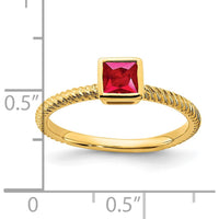 14K Yellow Gold Square Bezel Ruby Ring with 0.265 Carat Natural Ruby by 0