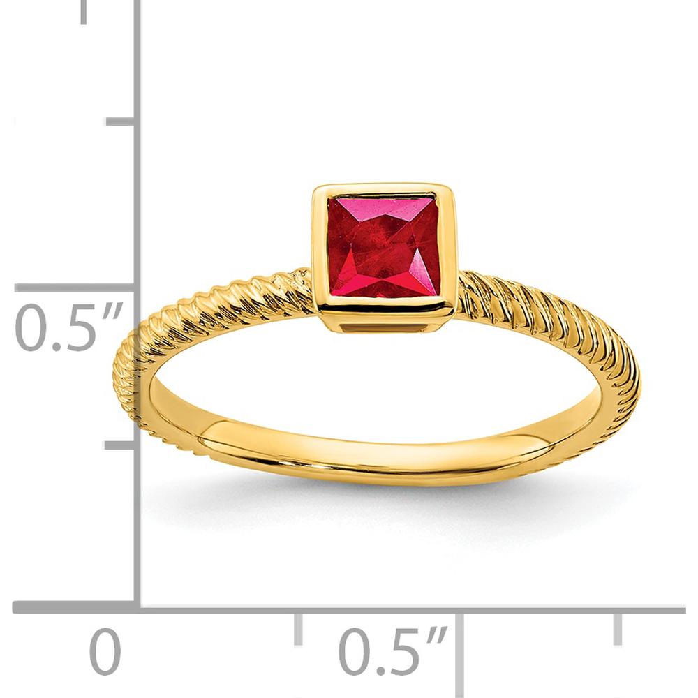 14K Yellow Gold Square Bezel Ruby Ring with 0.265 Carat Natural Ruby by 0