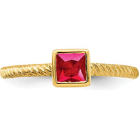 14K Yellow Gold Square Bezel Ruby Ring with 0.265 Carat Natural Ruby by 0
