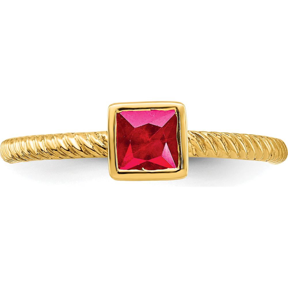 14K Yellow Gold Square Bezel Ruby Ring with 0.265 Carat Natural Ruby by 0