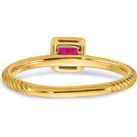 14K Yellow Gold Square Bezel Ruby Ring with 0.265 Carat Natural Ruby by 0