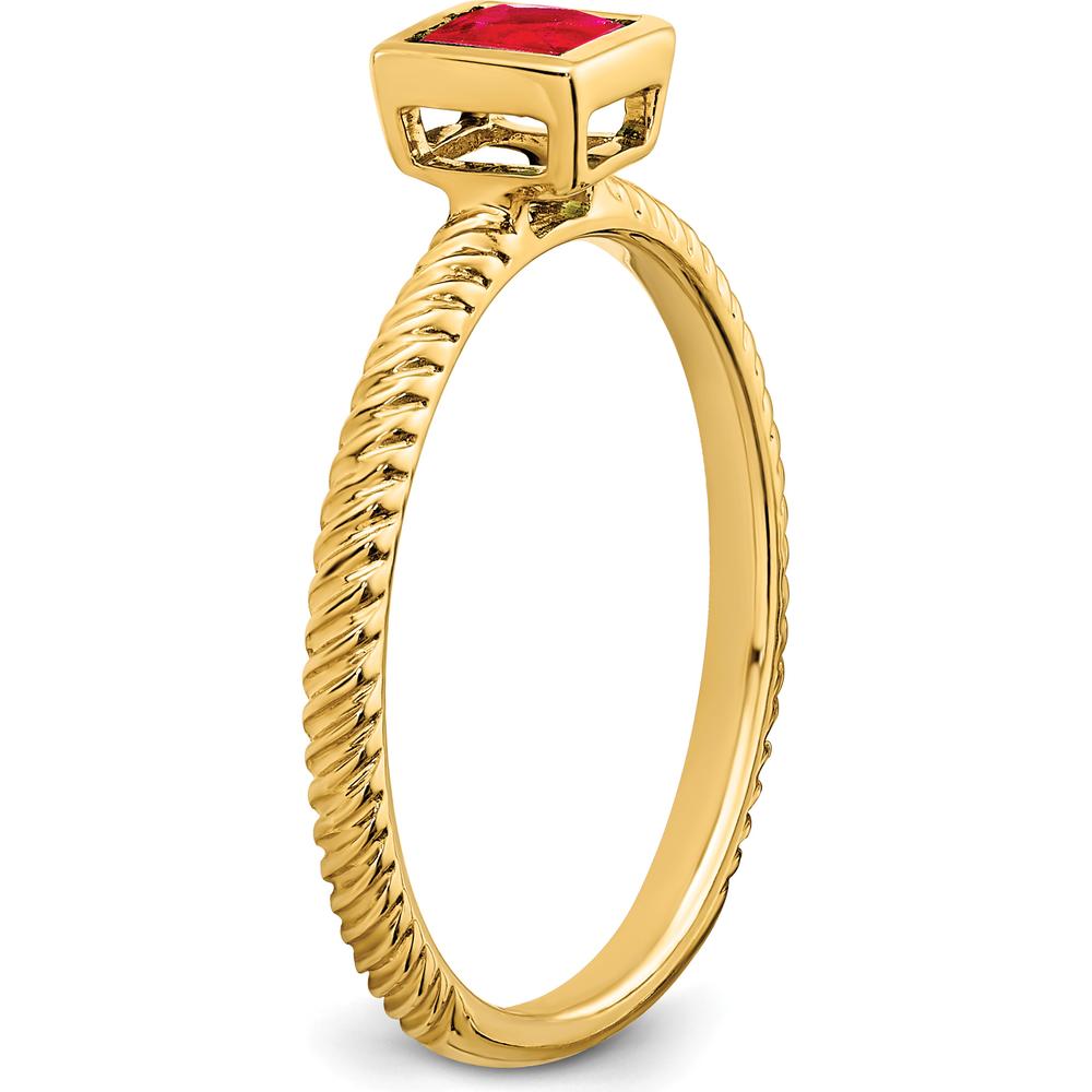 14K Yellow Gold Square Bezel Ruby Ring with 0.265 Carat Natural Ruby by 0
