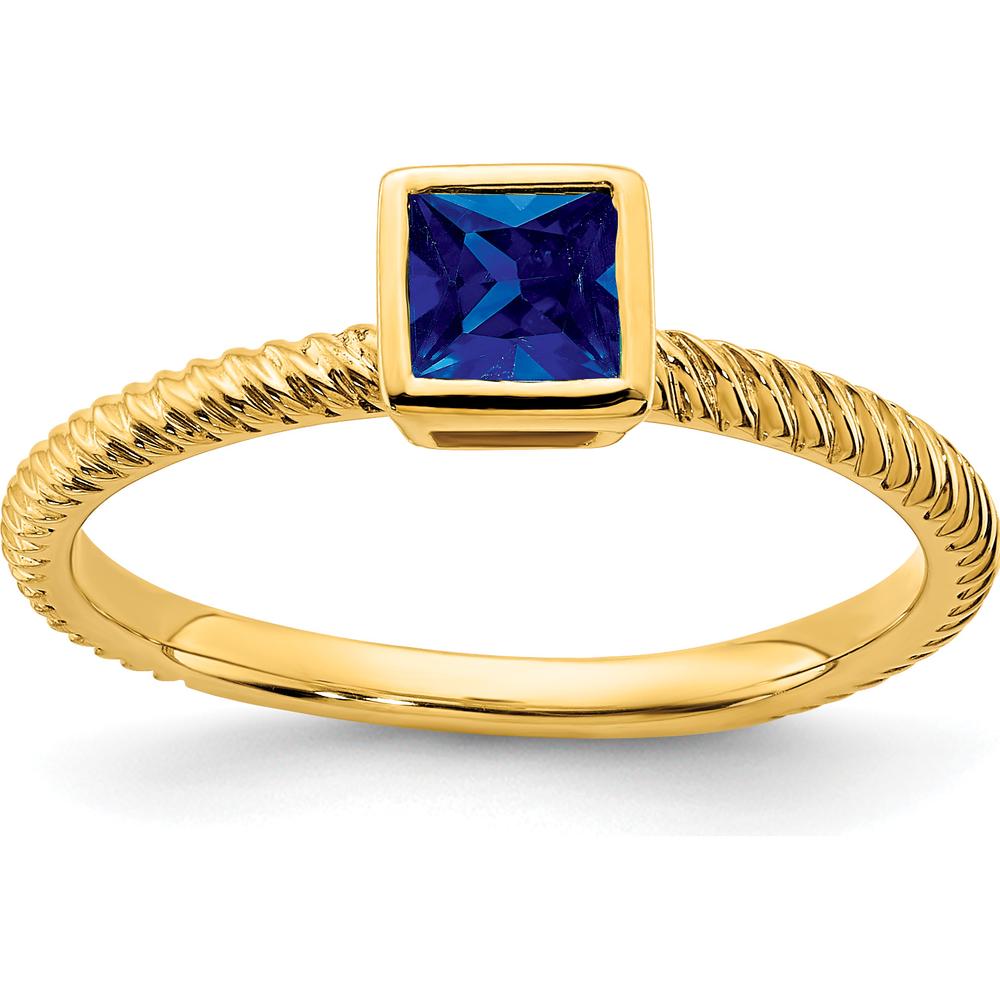 14K Yellow Gold Square Bezel Sapphire Ring - 0.265 Carat Princess Cut Sapphire by 0