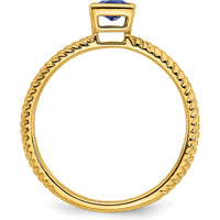 14K Yellow Gold Square Bezel Sapphire Ring - 0.265 Carat Princess Cut Sapphire by 0