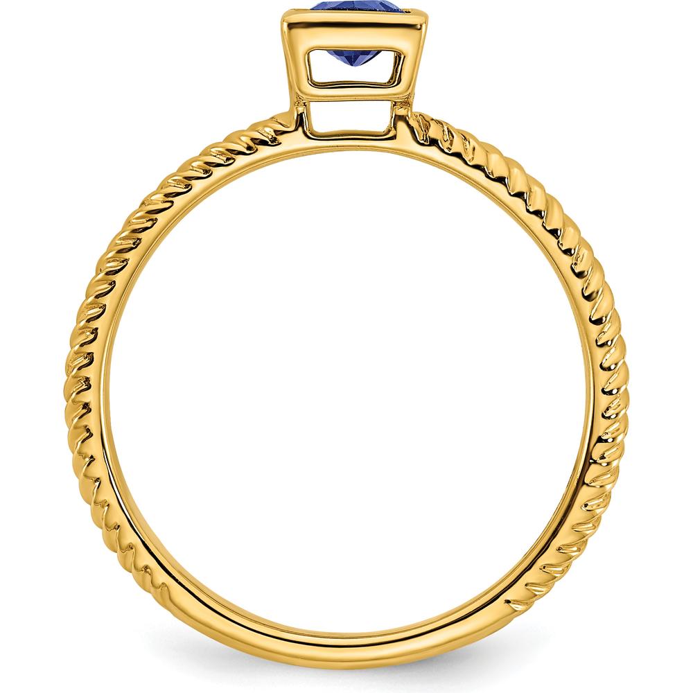 14K Yellow Gold Square Bezel Sapphire Ring - 0.265 Carat Princess Cut Sapphire by 0
