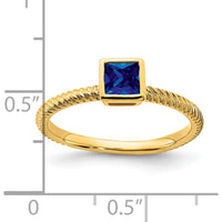 14K Yellow Gold Square Bezel Sapphire Ring - 0.265 Carat Princess Cut Sapphire by 0