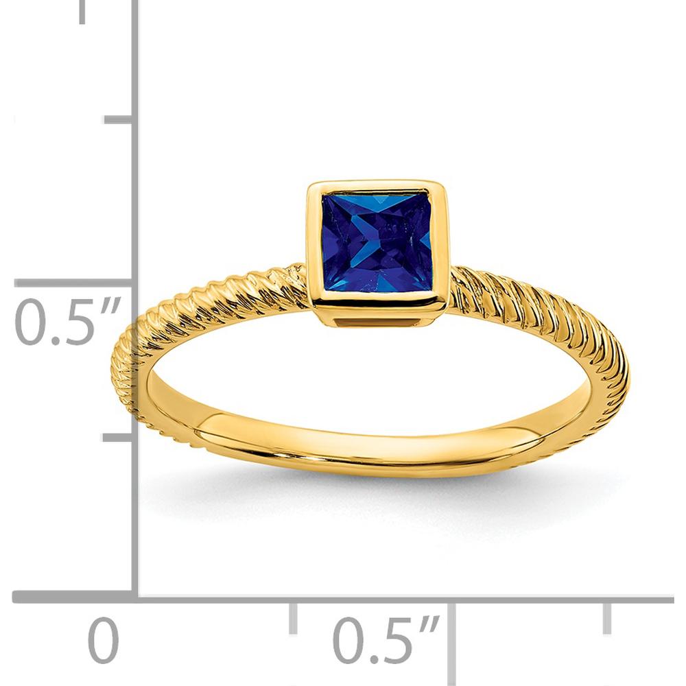14K Yellow Gold Square Bezel Sapphire Ring - 0.265 Carat Princess Cut Sapphire by 0