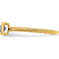 14K Yellow Gold Square Bezel Sapphire Ring - 0.265 Carat Princess Cut Sapphire by 0