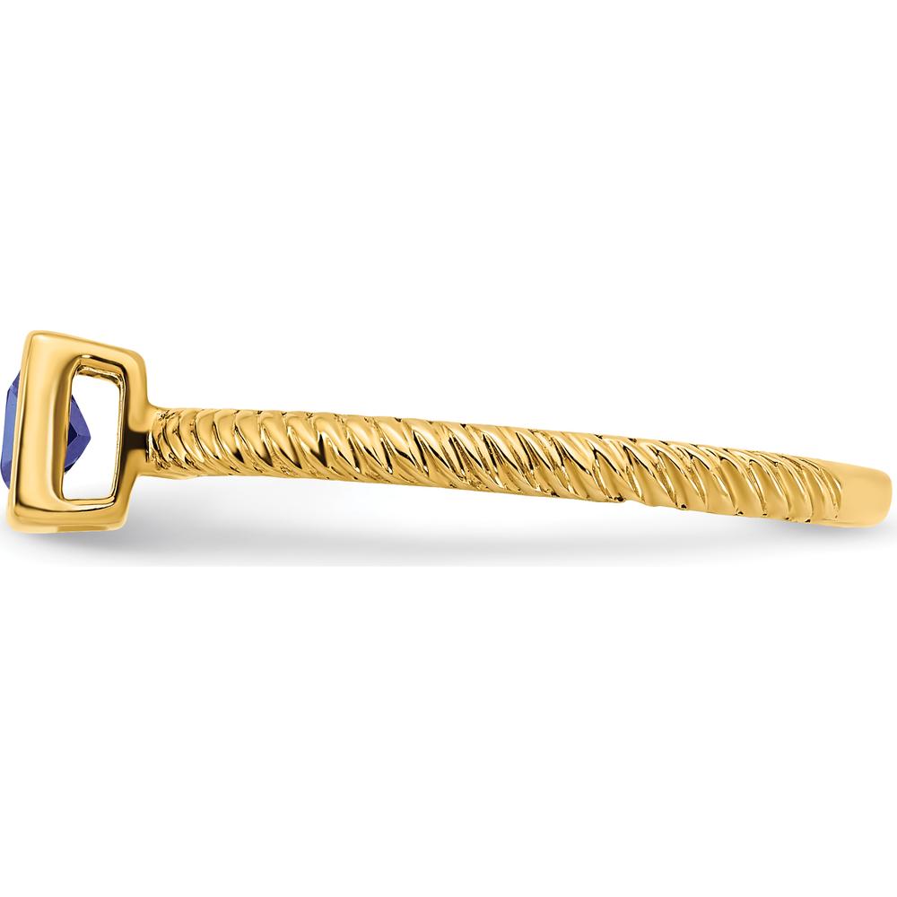 14K Yellow Gold Square Bezel Sapphire Ring - 0.265 Carat Princess Cut Sapphire by 0