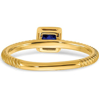 14K Yellow Gold Square Bezel Sapphire Ring - 0.265 Carat Princess Cut Sapphire by 0
