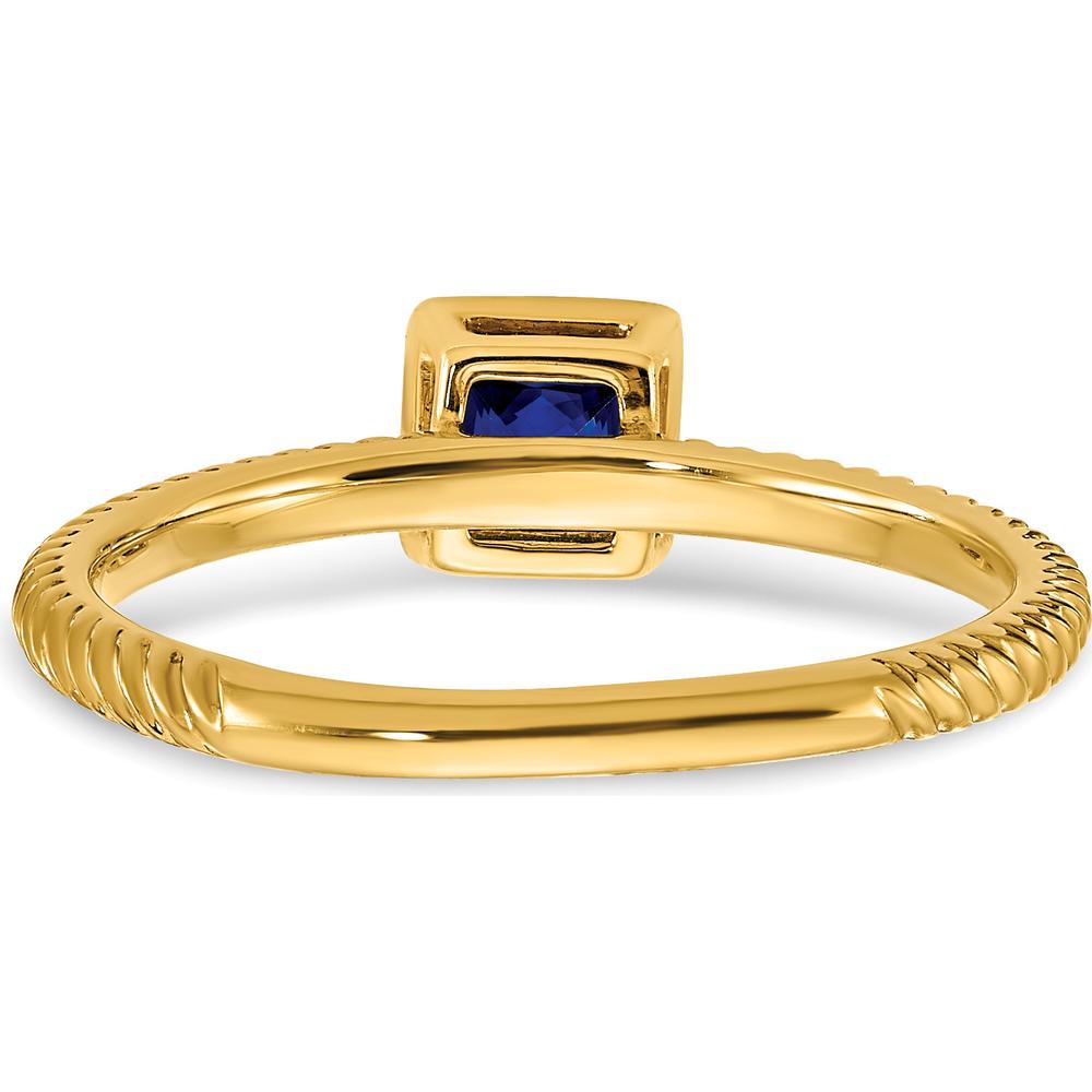 14K Yellow Gold Square Bezel Sapphire Ring - 0.265 Carat Princess Cut Sapphire by 0