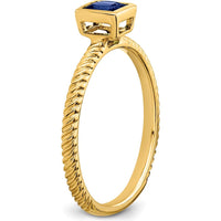 14K Yellow Gold Square Bezel Sapphire Ring - 0.265 Carat Princess Cut Sapphire by 0