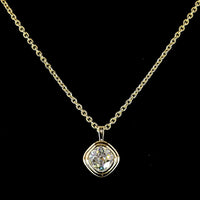 14K Yellow Gold Square Cushion Brilliant Solitaire Pendant with Bezel Set Lab Diamond - 1.29 Carat Total Weight, E-F Color, VVS2 Clarity - Covaloro Fine Jewelry