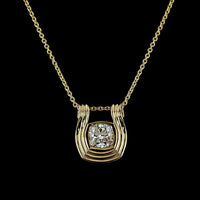 14K Yellow Gold Square Cushion Brilliant Solitaire Pendant with Bezel Set Lab Diamond - 3.12 Carat Total Weight, E-F Color VS1 Clarity - Covaloro Fine Jewelry
