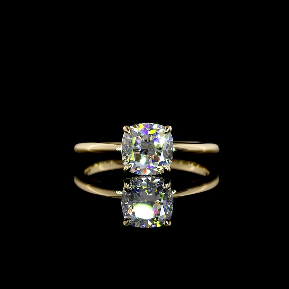 14K Yellow Gold Square Cushion Brilliant Solitaire Ring with IGI Certified D VVS1 Lab Diamond - 1.60 Carat Total Weight - Covaloro Fine Jewelry