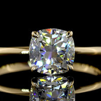 14K Yellow Gold Square Cushion Brilliant Solitaire Ring with IGI Certified D VVS1 Lab Diamond - 1.60 Carat Total Weight - Covaloro Fine Jewelry