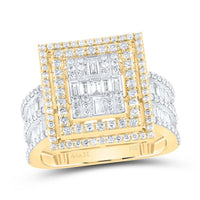 14K Yellow Gold Square Diamond Bridal Ring - 1 7/8 Carat Total Diamond Weight