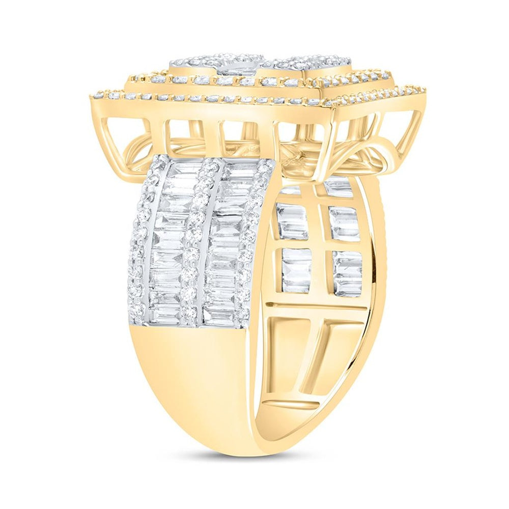 14K Yellow Gold Square Diamond Bridal Ring - 1 7/8 Carat Total Diamond Weight