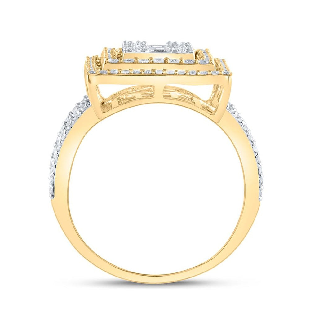 14K Yellow Gold Square Diamond Bridal Ring - 1 7/8 Carat Total Diamond Weight