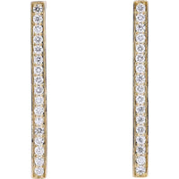 14K Yellow Gold Square Diamond Hoop Earrings - 0.52 Carat Total Diamond Weight