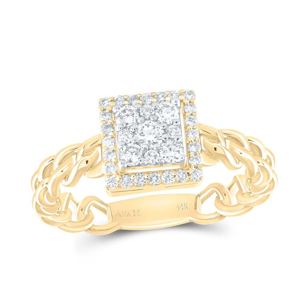 14K Yellow Gold Square Diamond Ring - 3/8 Carat Total Diamond Weight