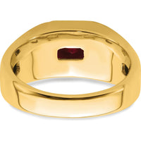 14K Yellow Gold Square Lab-Created Ruby and Diamond Men's Ring - 2.5 Carat Ruby and 0.02 Carat Total Diamond Weight by 0