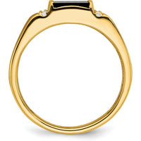 14K Yellow Gold Square Onyx and Round Diamond Men's Ring - 0.99 Carat Onyx, 0.12 Carat Diamond by 0